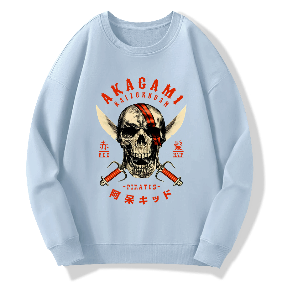 Skull Street Retro Cotton Pullover Sweatshirt