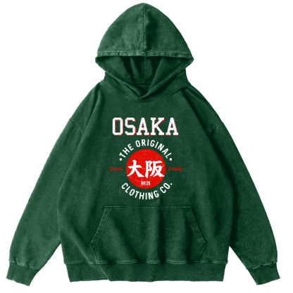 Osaka Script in Japan Vintage Washed Hoodie-Zazasy