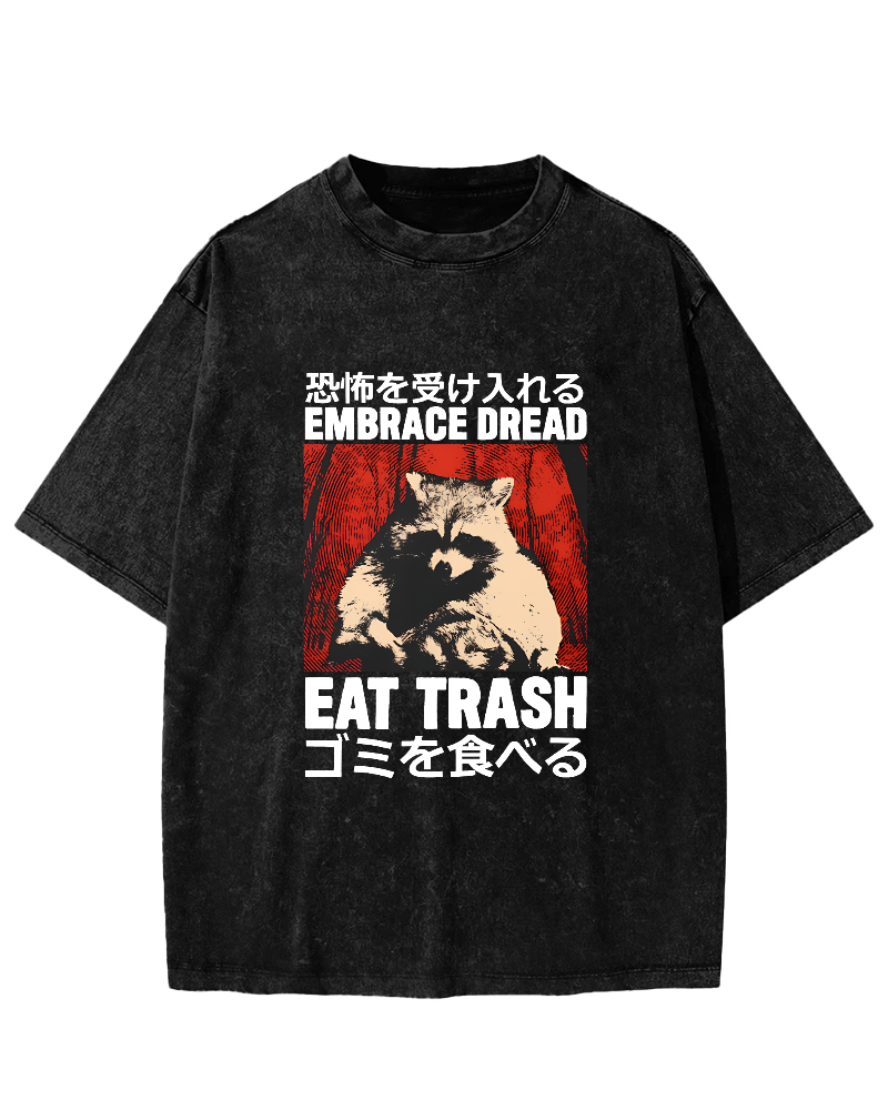 Raccoon Pattern Japanese Style Vintage Distressed T-shirt-Zazasy