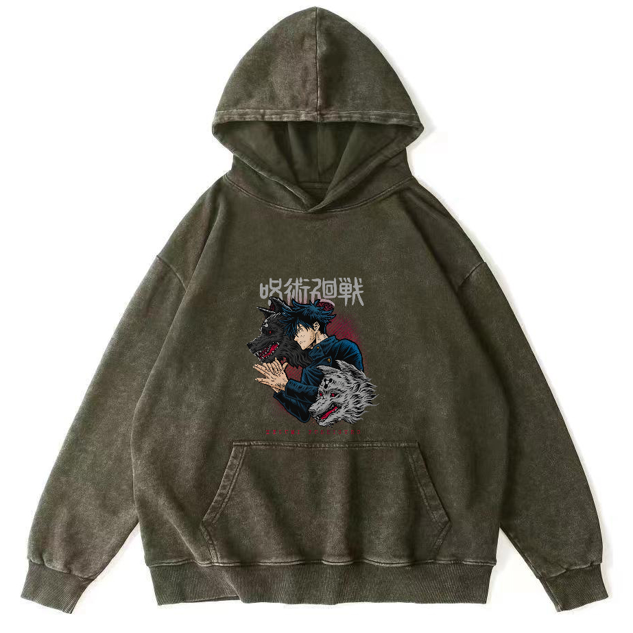 Cartoon Animal Pattern Japanese Style Vintage Distressed Hoodie-Zazasy