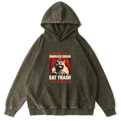 Raccoon Pattern Japanese Style Vintage Distressed Hoodie-Zazasy