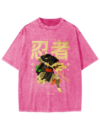 Japanese Ninja Vintage Distressed T-shirt-Zazasy