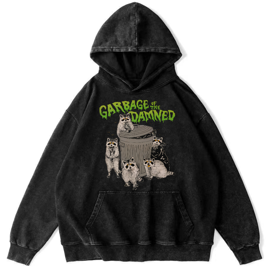 Cute Little Raccoon Vintage Distressed Hoodie-Zazasy