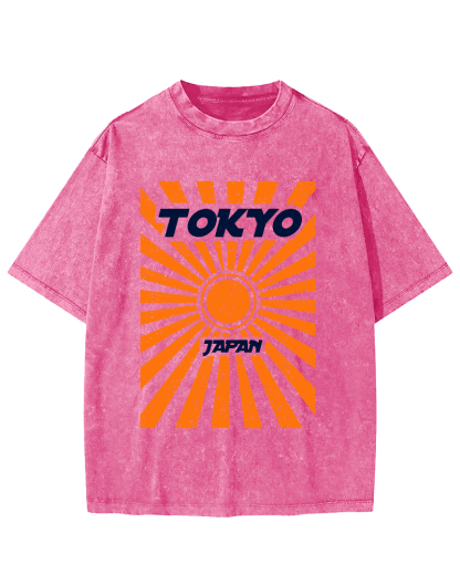Tokyo, Japan Vintage Washed T-shirt-Zazasy