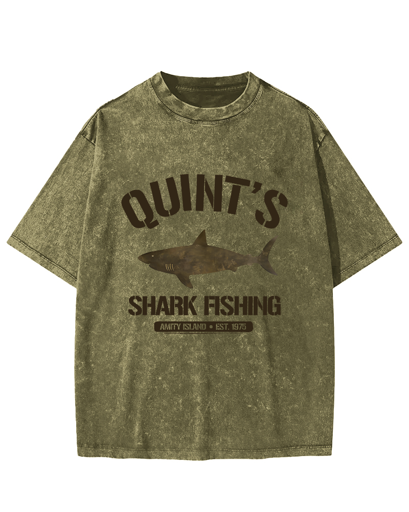 Quint's Shark Fishing Jaws Retro Vintage Distressed T-shirt-Zazasy
