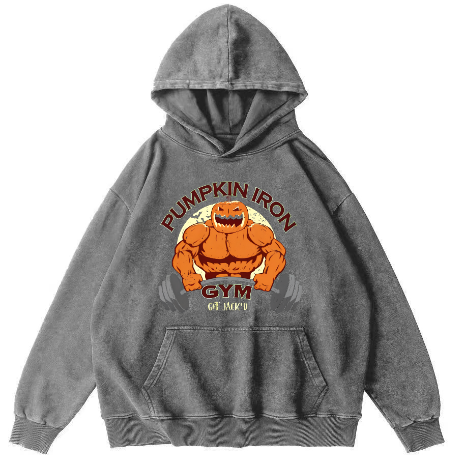 Pumping Iron Vintage Washed Hoodie-Zazasy