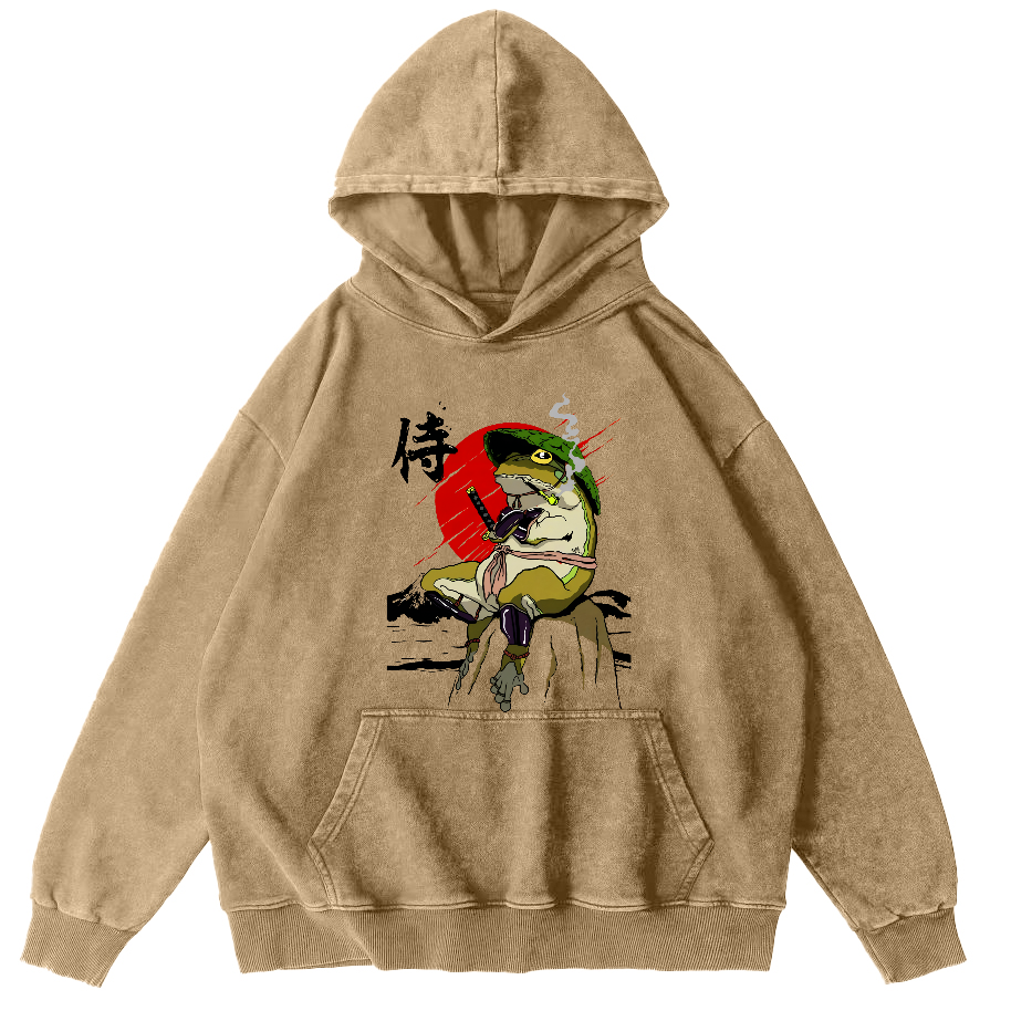 Frog Guard Japanese Style Vintage Distressed Hoodie-Zazasy