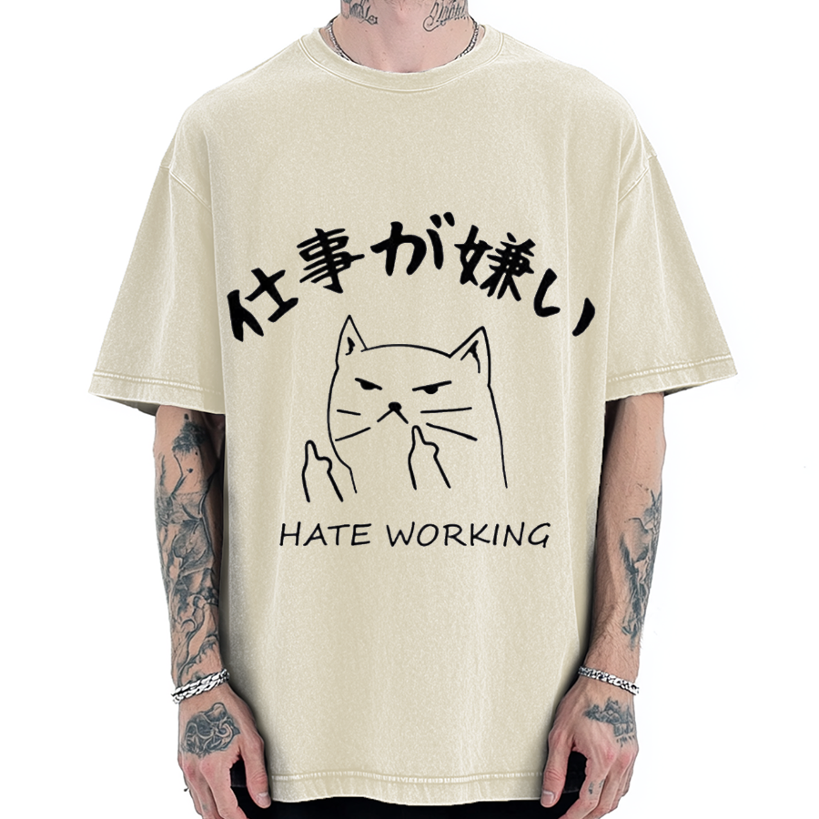 Japanese Hate Working Vintage Washed T-shirt