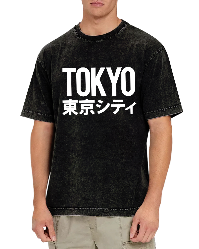 Tokyo Script in Japan Vintage Washed T-shirt-Zazasy