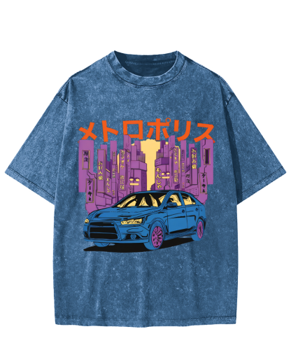 Tokyo Metropolitan Japanese Steam Wave Aesthetic Anime Vintage Washed T-shirt