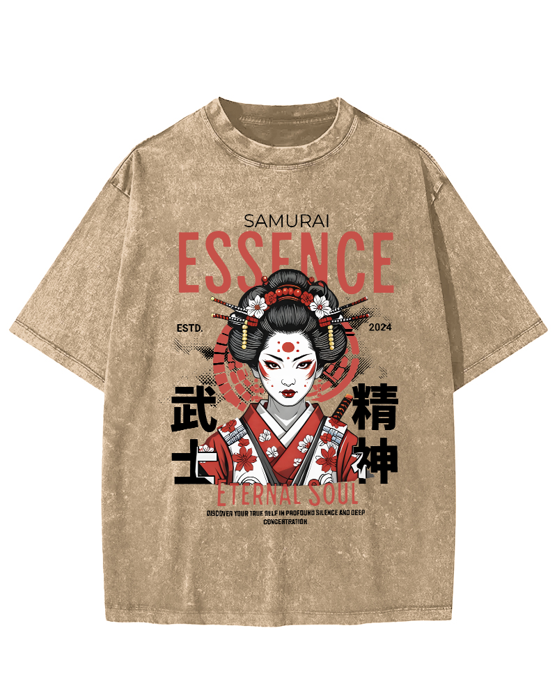 Samurai Spirit Japanese Vintage Distressed T-shirt-Zazasy