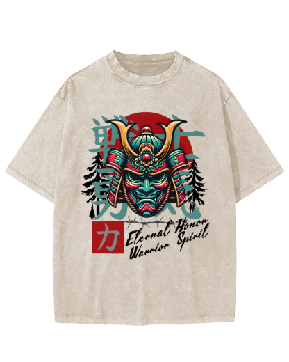 Warrior Courage Abstract Japanese Style Vintage Distressed T-shirt-Zazasy