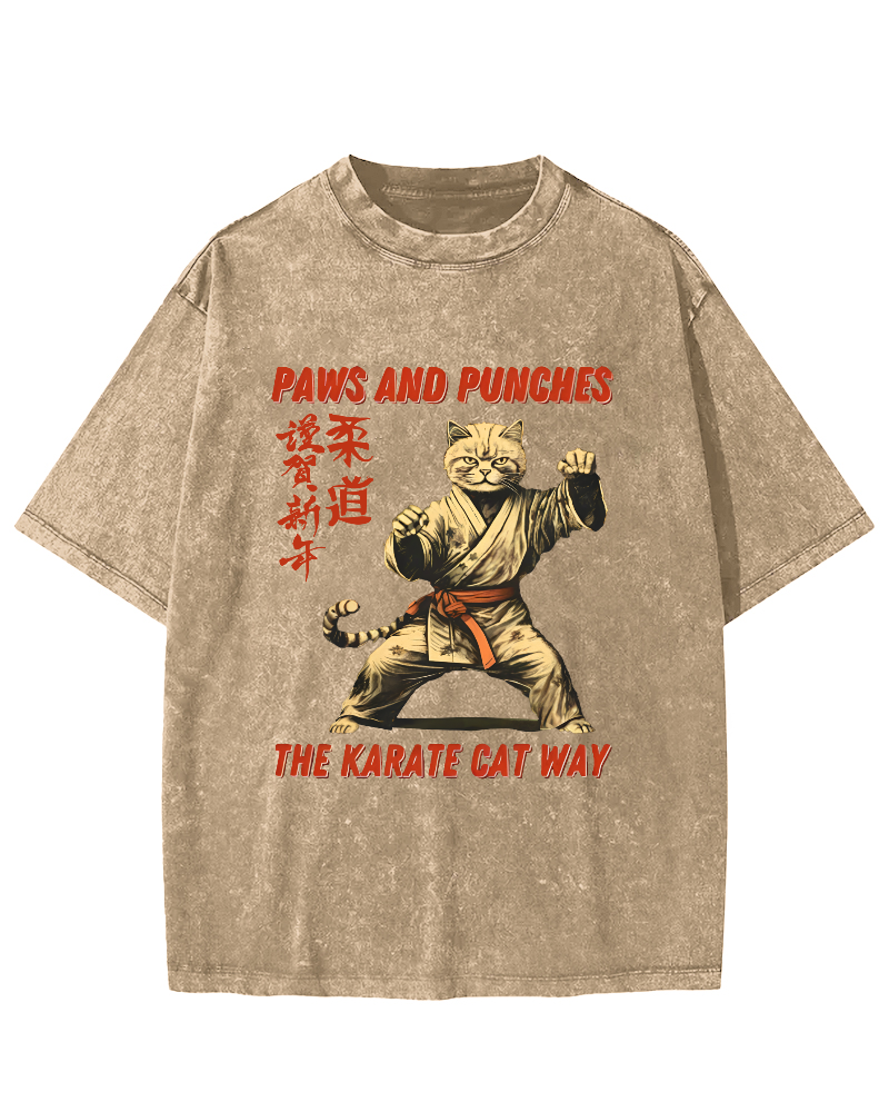 Japanese Judo Kung Fu Vintage Washed T-shirt-Zazasy