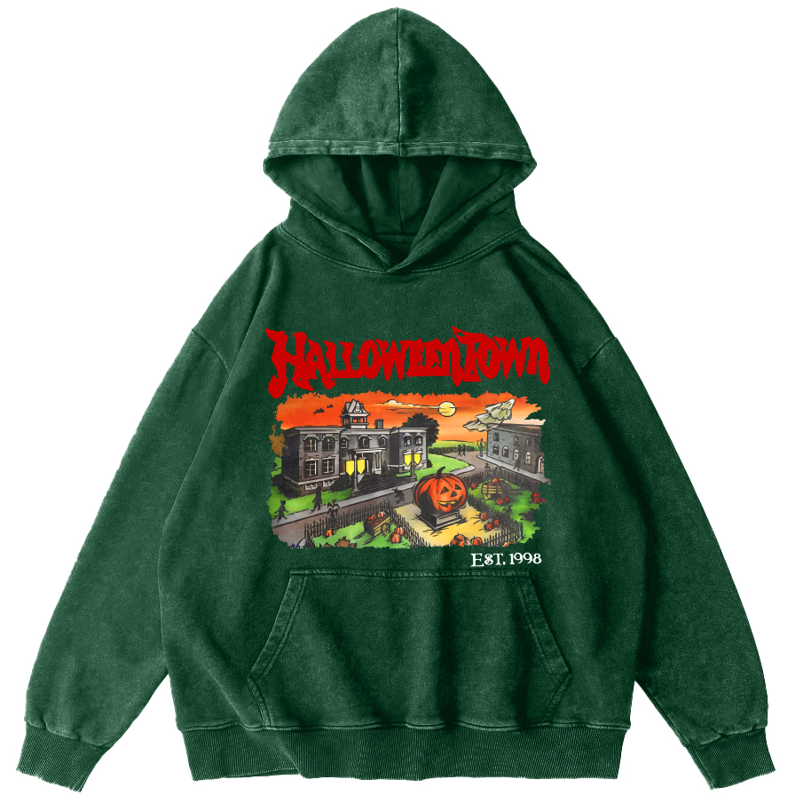 Halloween Town Vintage Washed Hoodie-Zazasy