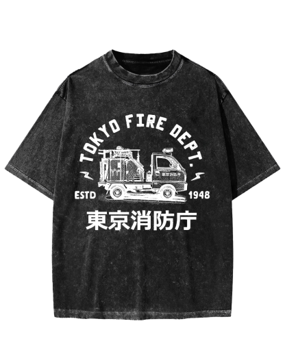Tokyo Fire Department Vintage Washed T-shirt-Zazasy