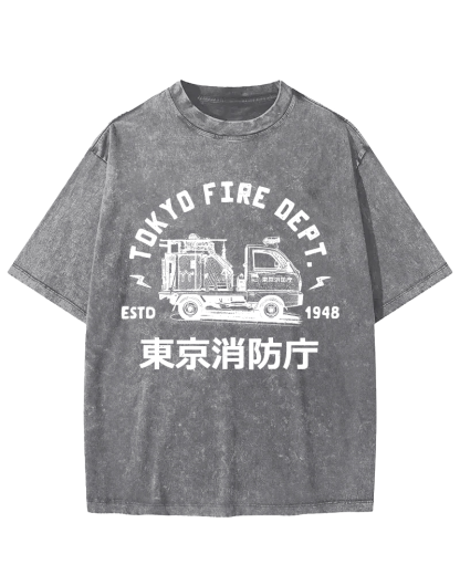 Tokyo Fire Department Vintage Washed T-shirt-Zazasy