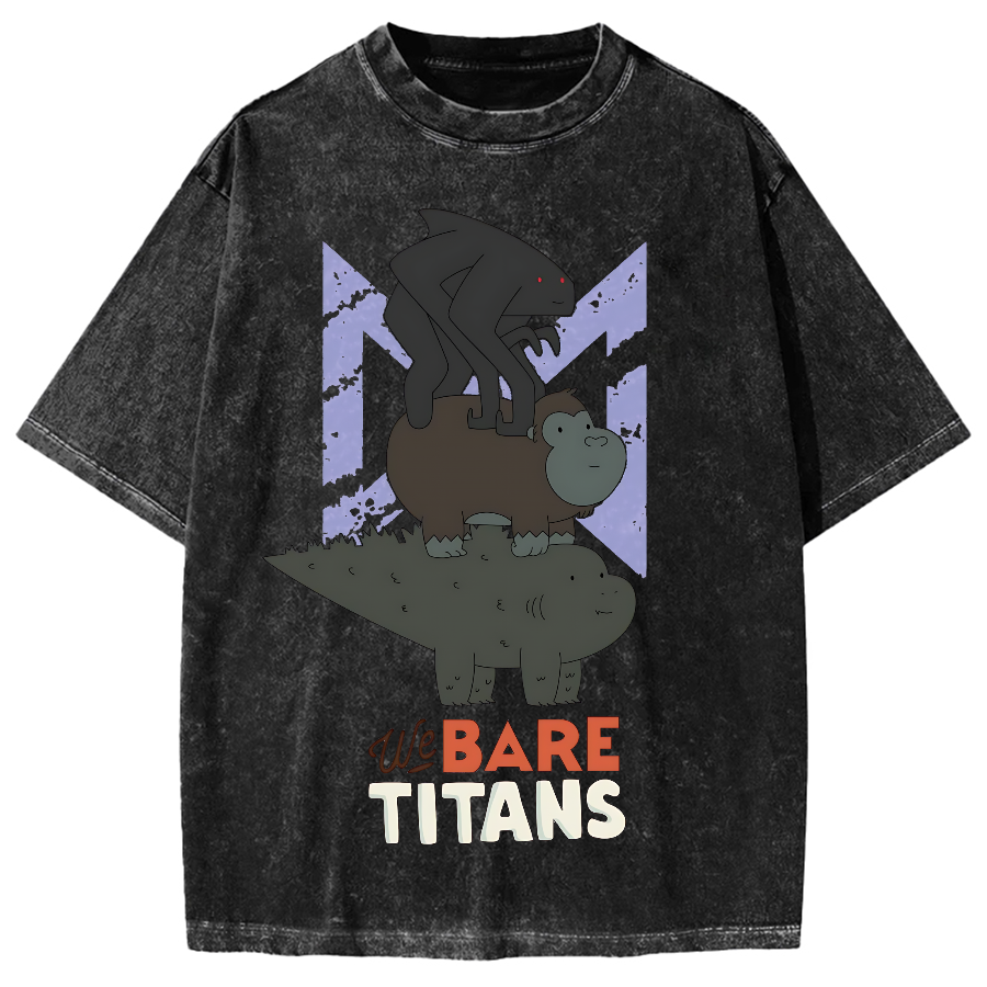 We Bare Titans Cute Monsters Japanese Vintage Washed T-shirt
