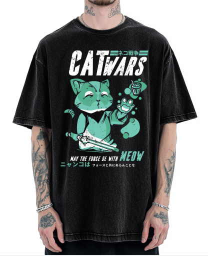 Cat Wars Vintage Washed T-shirt