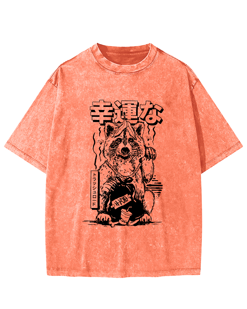 Lucky Japanese Vintage Distressed T-shirt-Zazasy