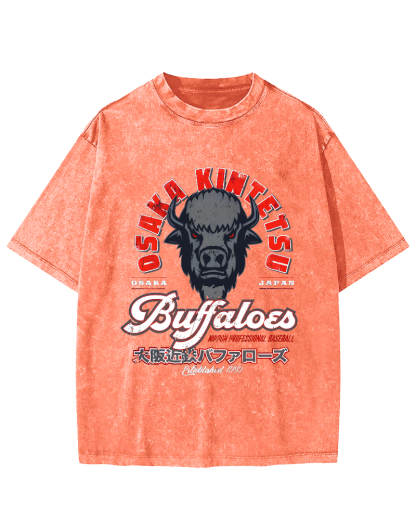 Osaka Kintetsu Buffaloed Vintage Washed T-shirt-Zazasy