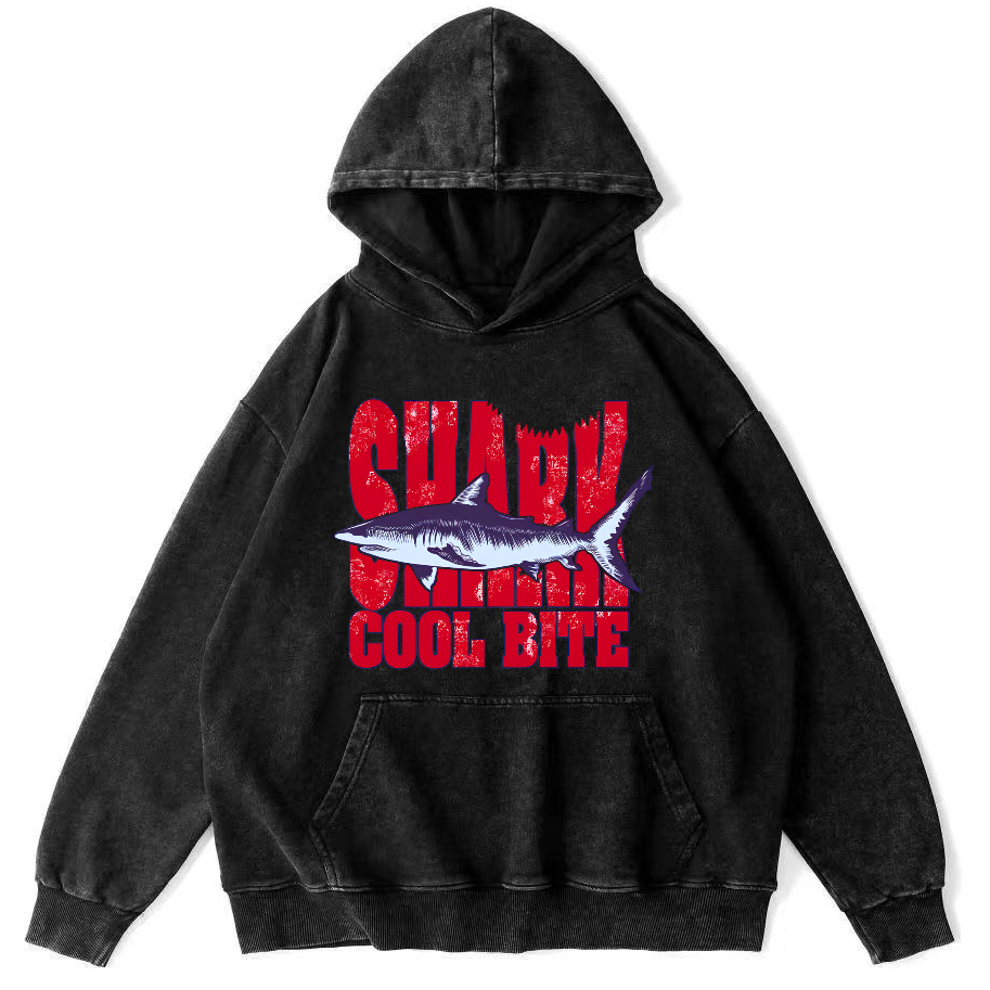 Shark Vintage Washed Hoodie-Zazasy