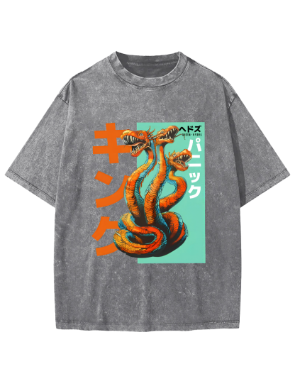 Queen Hydra Monster Vintage Washed T-shirt-Zazasy