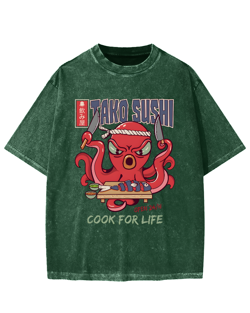 Tako Sushi Octopus Vintage Washed T-shirt
