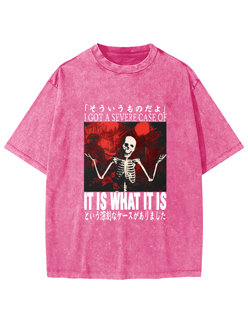 Japanese Style Skull Pattern Vintage Distressed T-shirt-Zazasy