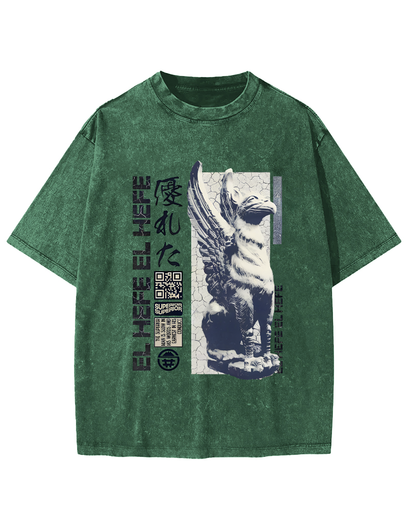 Griffin Retro Vintage Washed T-shirt-Zazasy