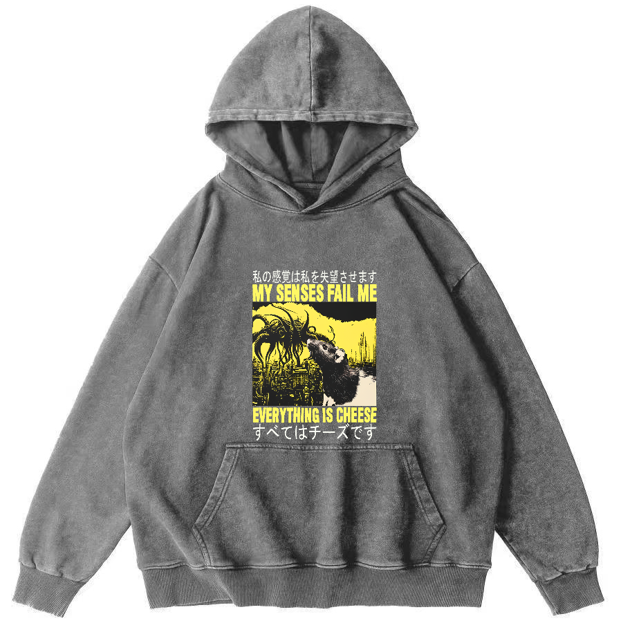 Mouse Pattern Japanese Style Vintage Distressed Hoodie-Zazasy