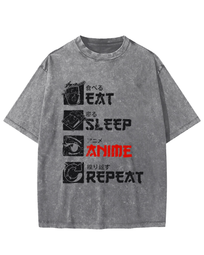 Daily Japanese Script Vintage Washed T-shirt-Zazasy