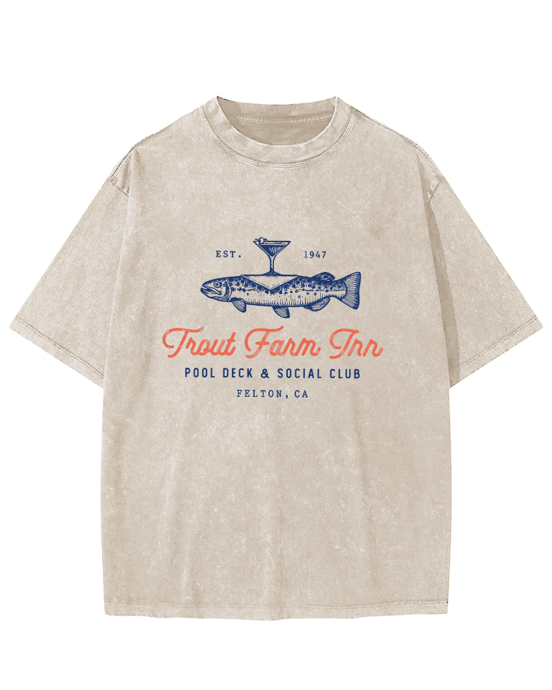 Japanese Seafood Vintage Washed T-shirt-Zazasy