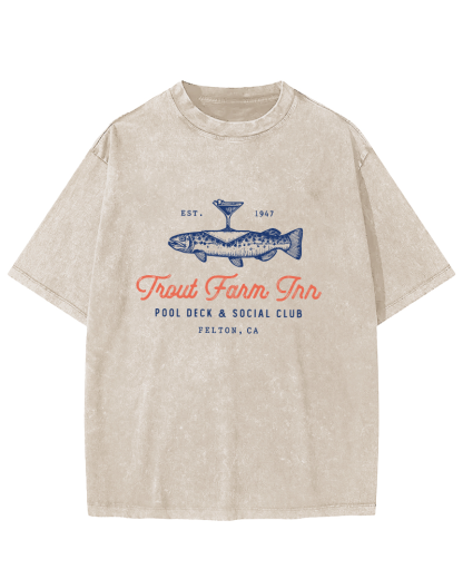 Japanese Seafood Vintage Washed T-shirt-Zazasy