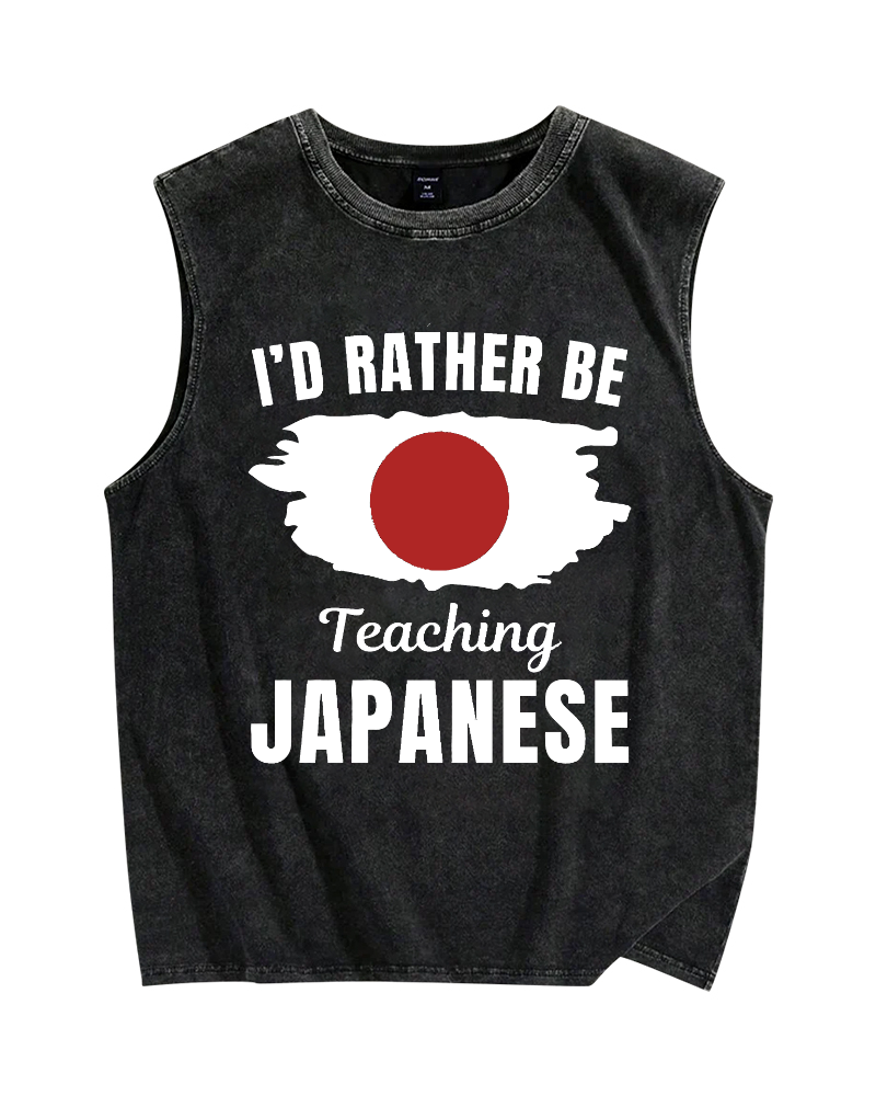 Id Rather Be Japanese Vintage Distressed Washed Tank-Zazasy