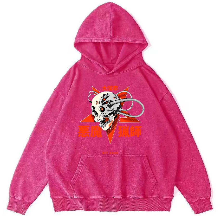 Demon Mechanic Japanese Vintage Distressed Hoodie-Zazasy