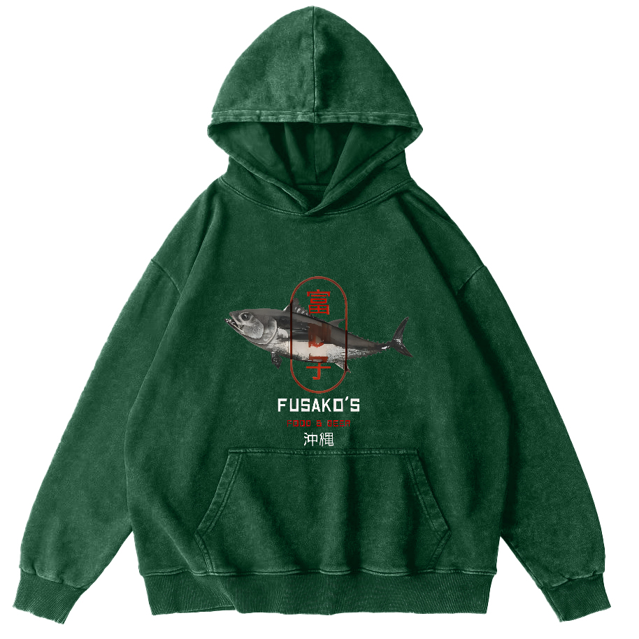 Seafood Market Japanese style washed hoodie-Zazasy