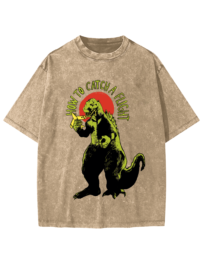 How To Catch A Flight Vintage Washed T-shirt-Zazasy