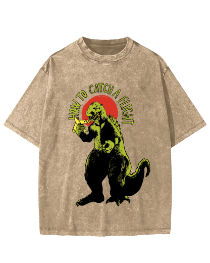 How To Catch A Flight Vintage Washed T-shirt-Zazasy