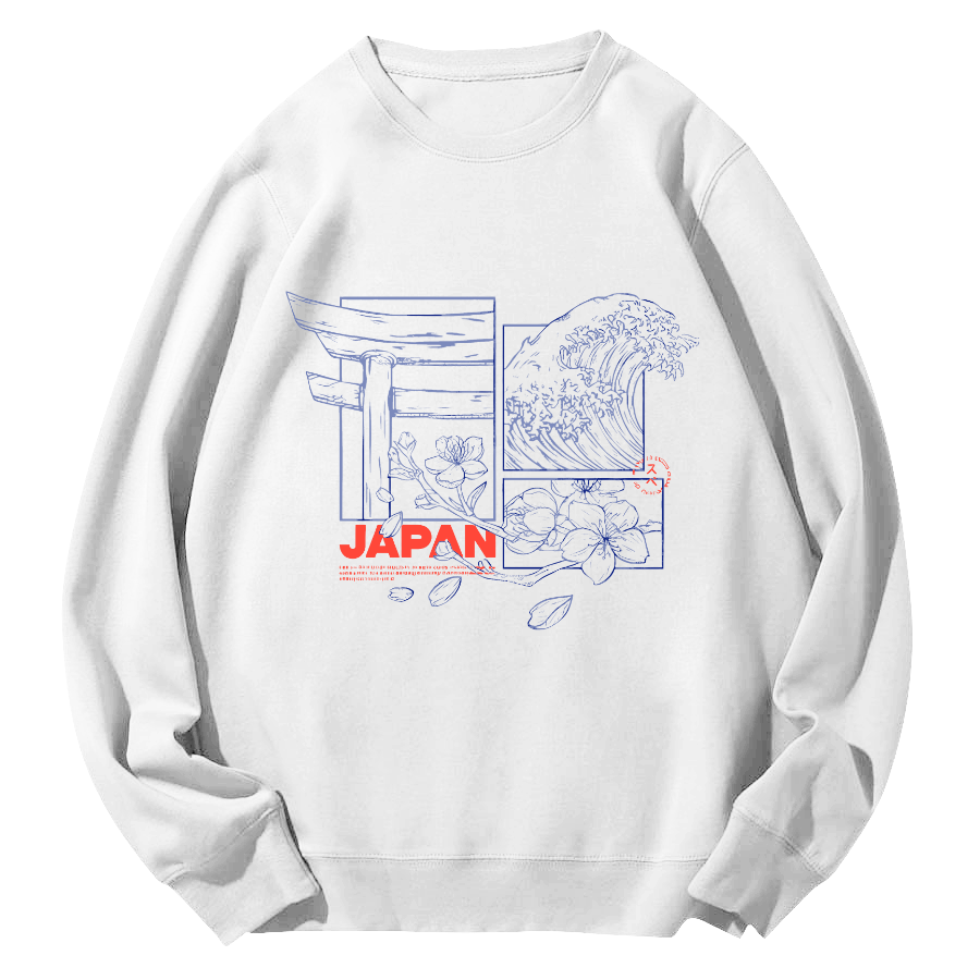 Japanese Culture Round Neck Sweatshirt-Zazasy