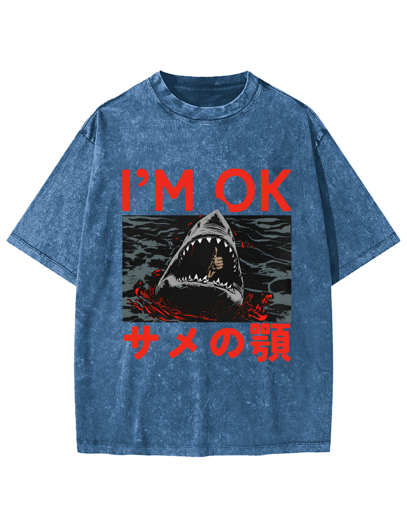 IM OK Japanese Style Vintage Washed T-shirt-Zazasy