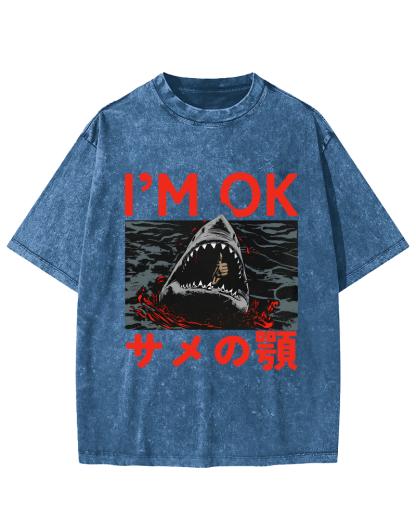IM OK Japanese Style Vintage Washed T-shirt-Zazasy