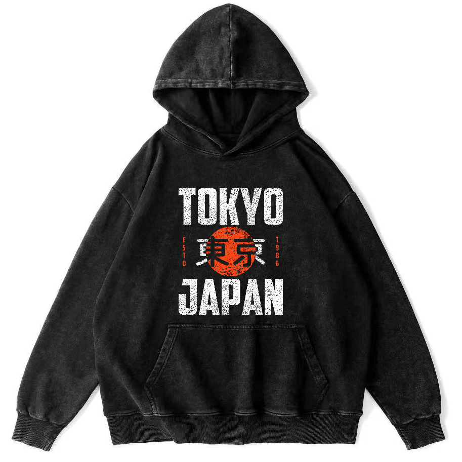 Tokyo Script In Japan Vintage Distressed Hoodie-Zazasy