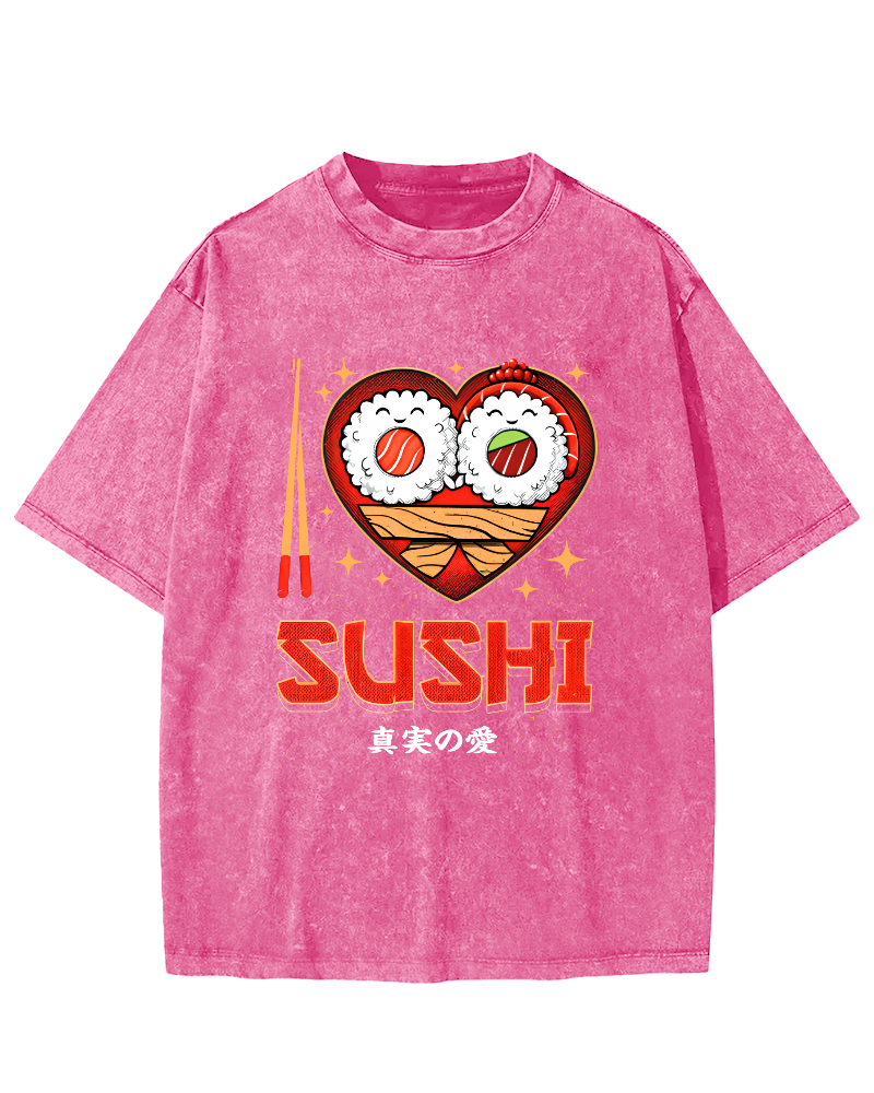 My favorite Sushi Vintage Washed T-shirt-Zazasy