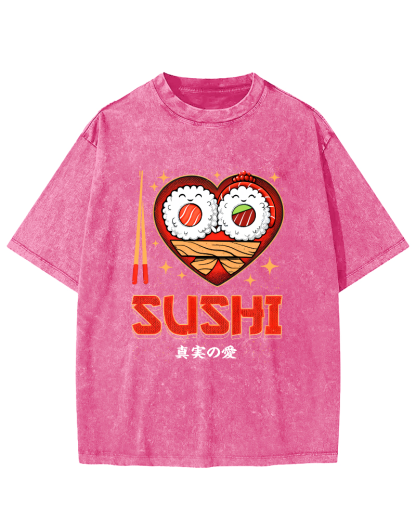 My favorite Sushi Vintage Washed T-shirt-Zazasy