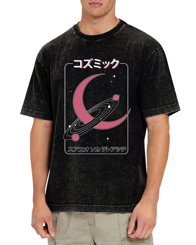 Fashion Planet Japanese Style Vintage Washed T-shirt-Zazasy