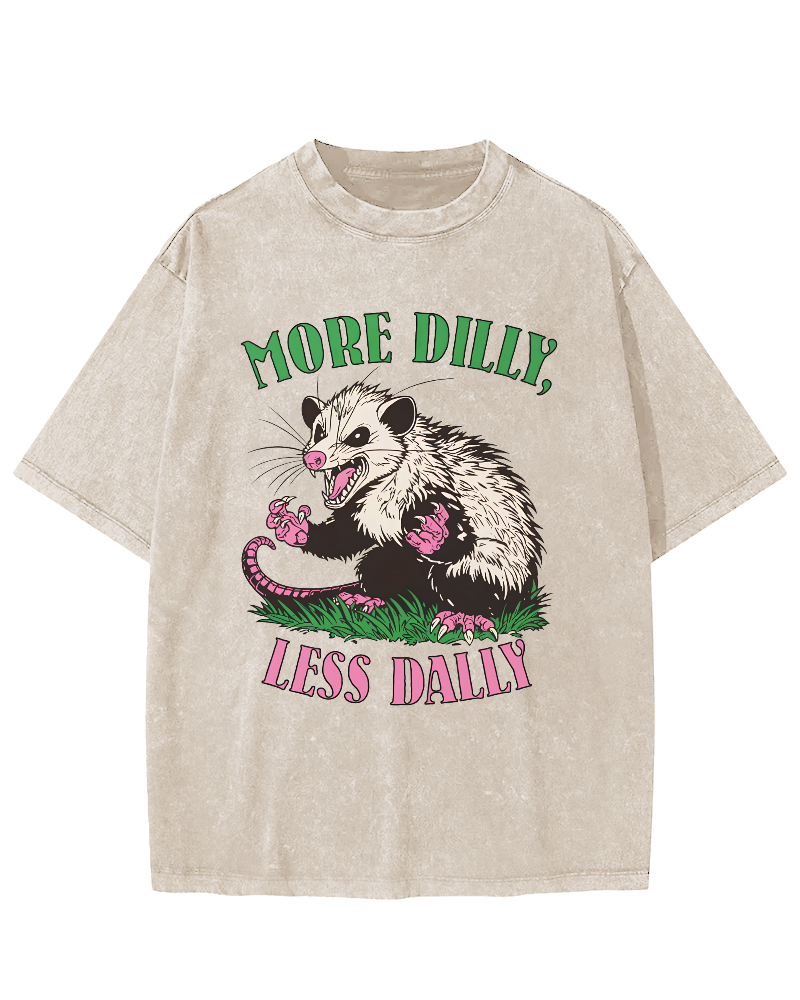 More Dilly Less Dally Vintage Distressed T-shirt-Zazasy