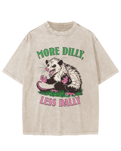More Dilly Less Dally Vintage Distressed T-shirt-Zazasy