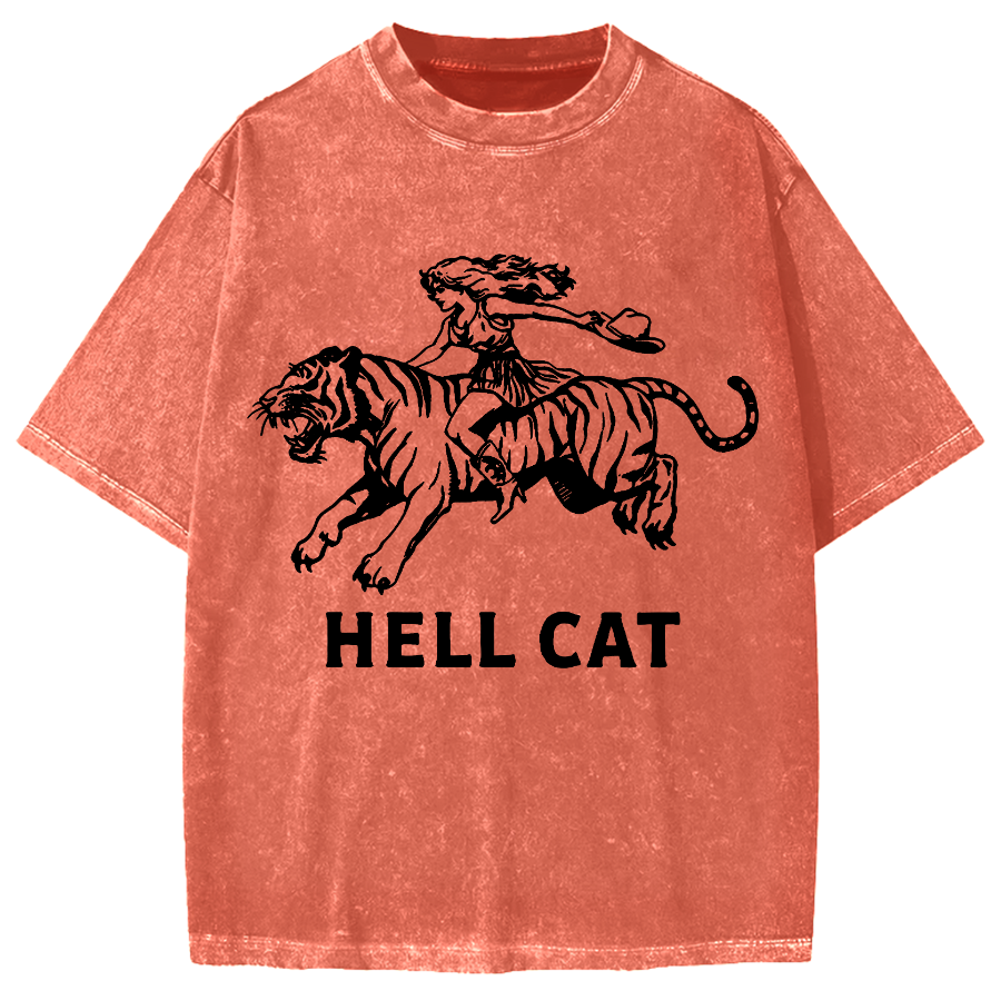 Cowgirl Hell Cat Vintage Washed T-shirt