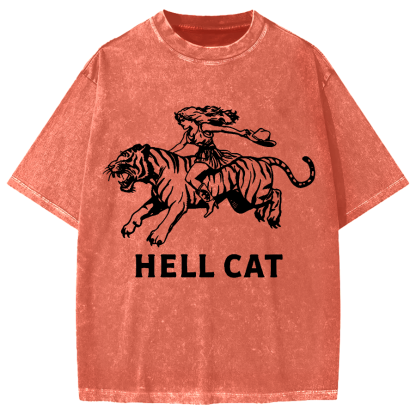 Cowgirl Hell Cat Vintage Washed T-shirt