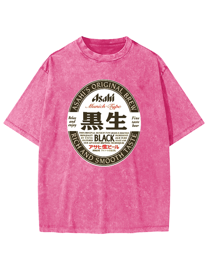 Asahi Nama Beer Black Vintage Washed T-shirt